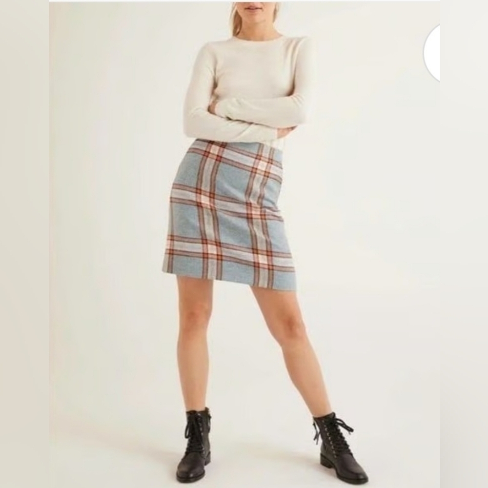 Boden 100% Wool Tweed Plaid A Line Mini Skirt. Ladies Size 10